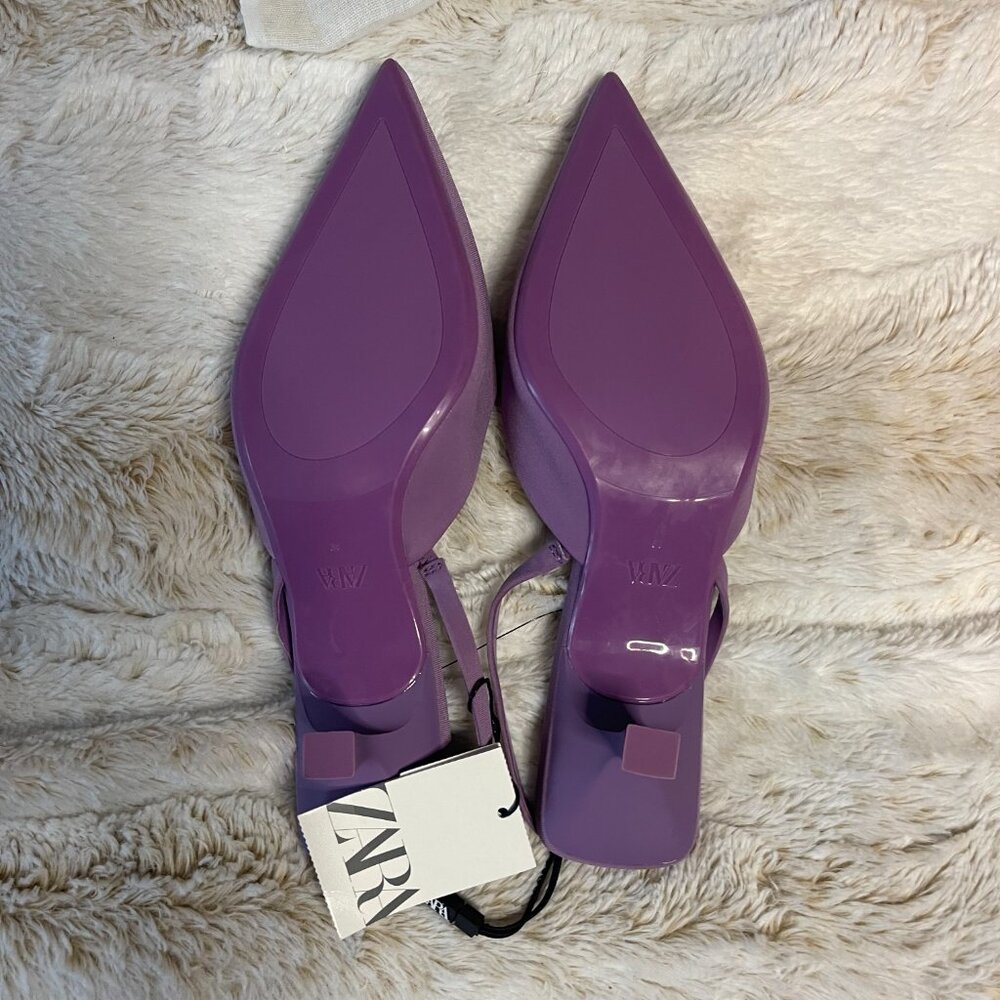 Zara Slingback Kitten-Heel Shoes in mauve purple size 39 - Picture 4 of 5